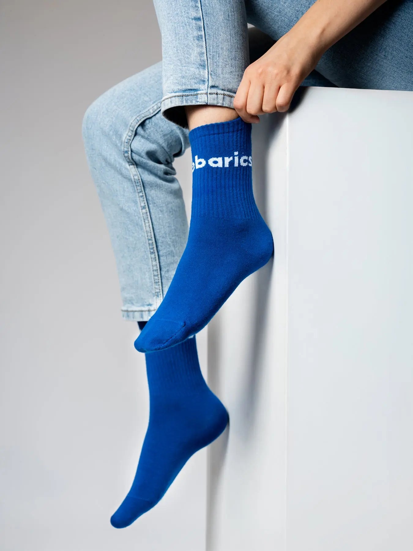 Barebarics - Barefoot calcetines - Crew - Blue - Big logo - 3 pack