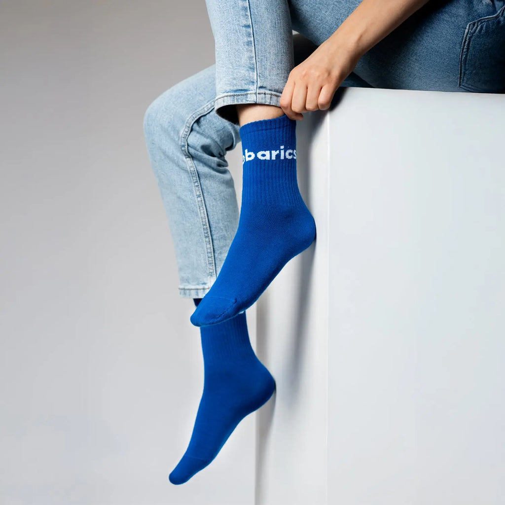 Barebarics - Barefoot calcetines - Crew - Blue - Big logo - 3 pack