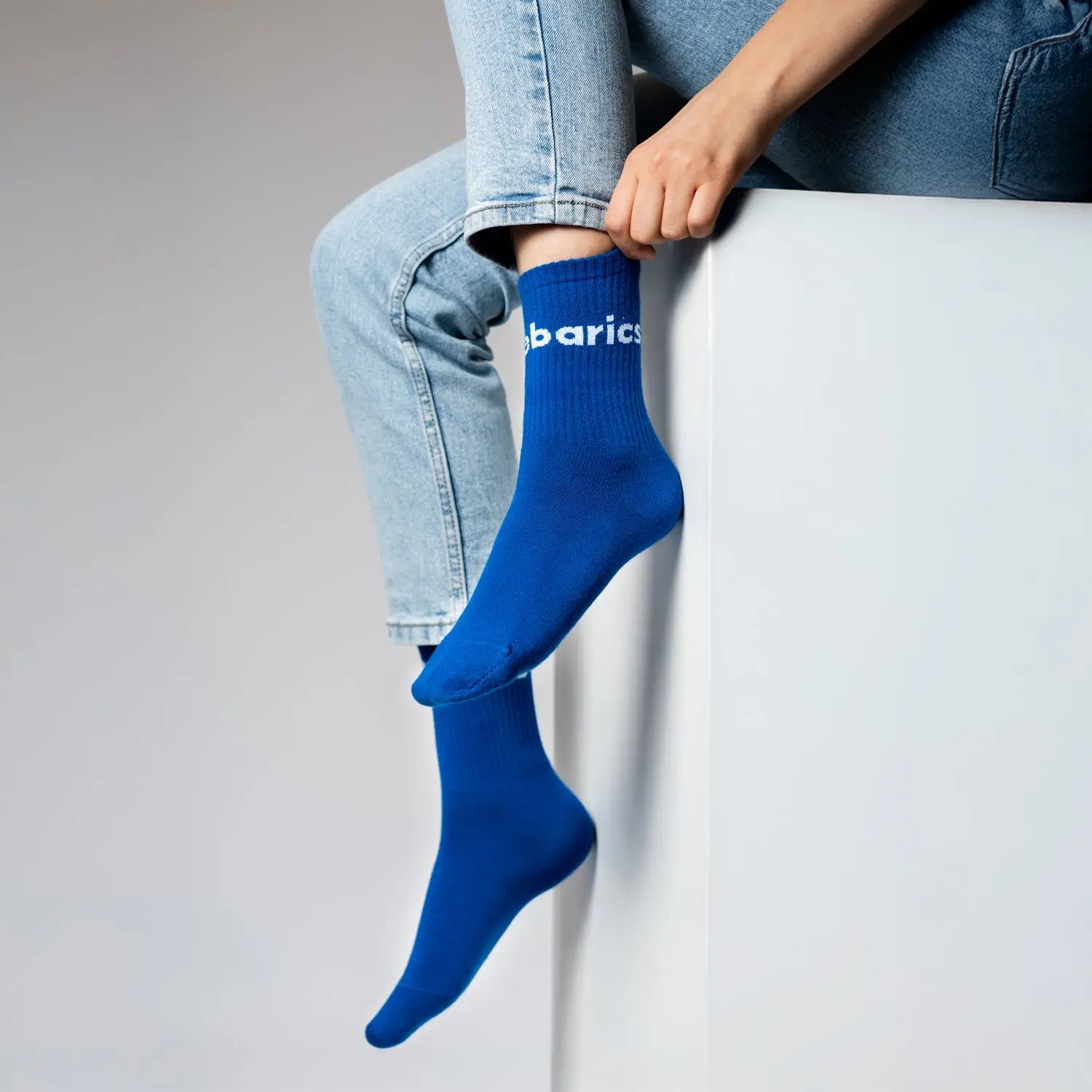 Barebarics - Barefoot calcetines - Crew - Blue - Big logo - 3 pack
