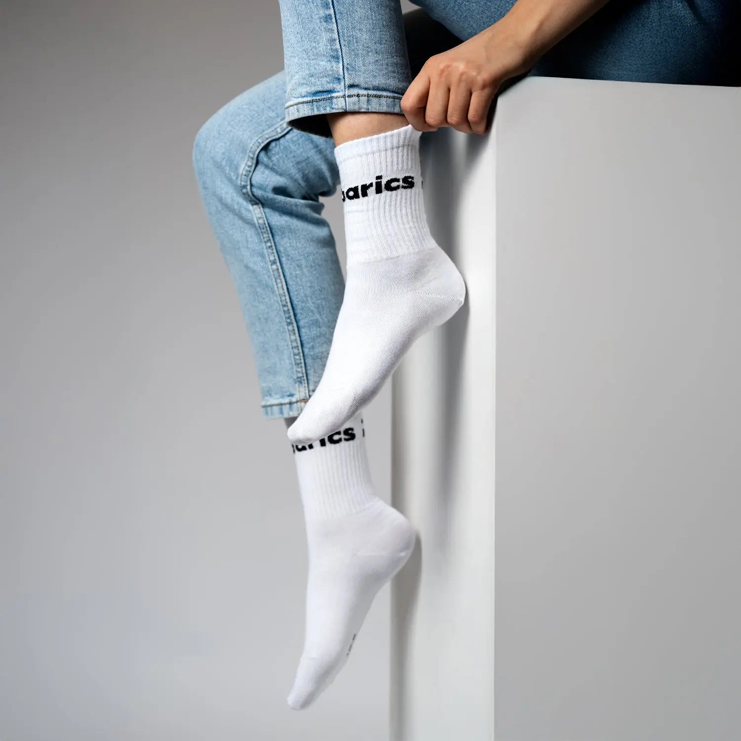 Barebarics - Barefoot calcetines - Crew - White - Big logo - 3 pack