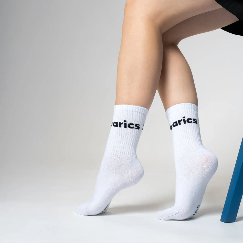 Barebarics - Barefoot calcetines - Crew - White - Big logo - 3 pack