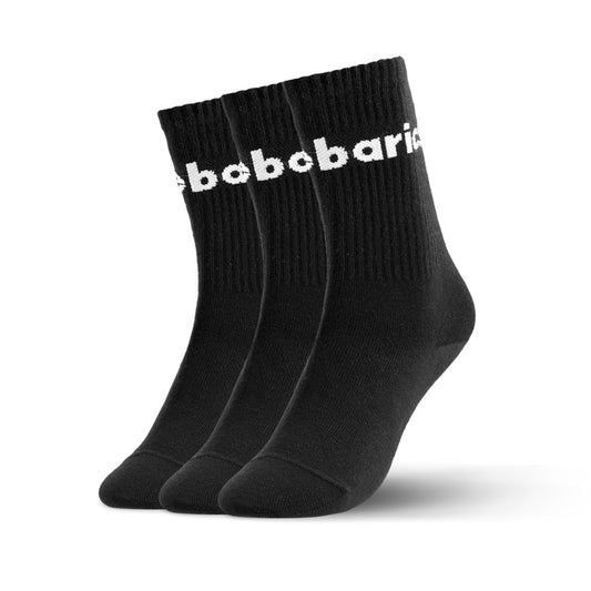 Barebarics - Crew Black Big logo - 3 pack - Calcetines barefoot-Barebarics-Cacles Barefoot-Tienda de calzado barefoot respetuoso minimalista