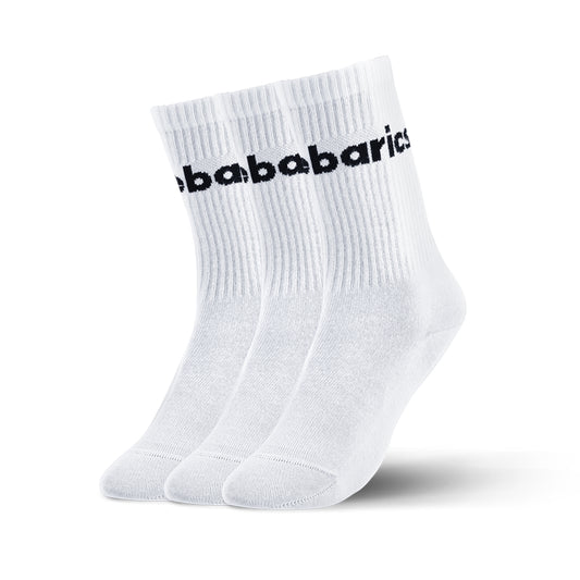 Barebarics - Crew White Big logo - 3 pack - Calcetines barefoot-Barebarics-Cacles Barefoot-Tienda de calzado barefoot respetuoso minimalista