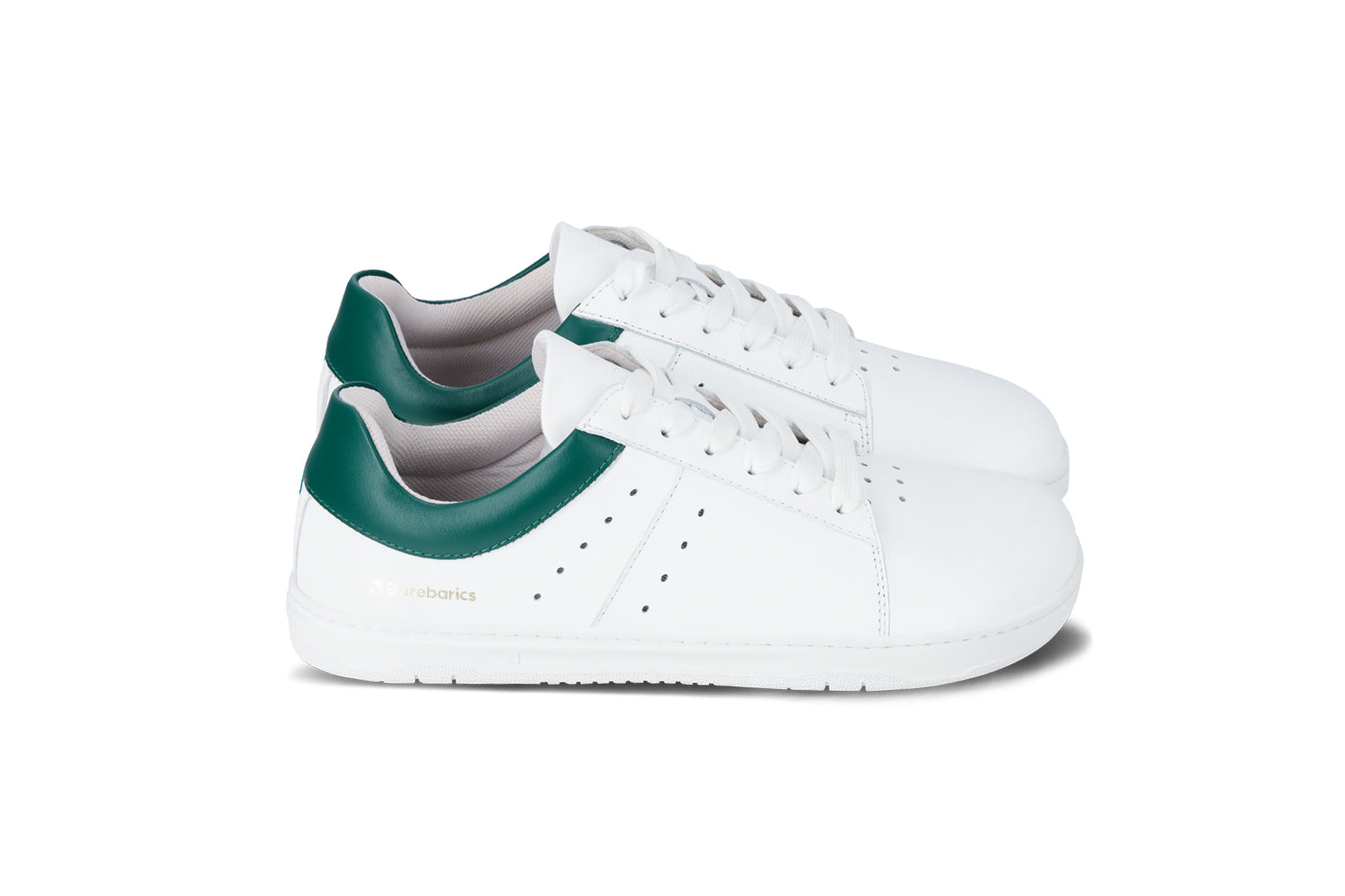 Barebarics - Enigma White & Dark Green - Deportivas barefoot-Barebarics-Cacles Barefoot-Tienda de calzado barefoot respetuoso minimalista