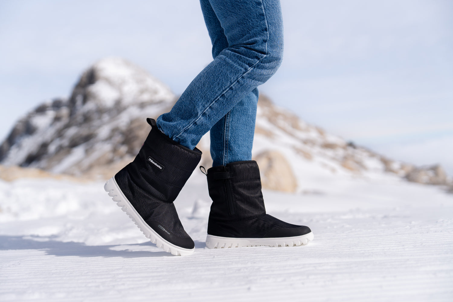 Barebarics - PolarStride Black - Botas de nieve barefoot-Barebarics-Cacles Barefoot-Tienda de calzado barefoot respetuoso minimalista