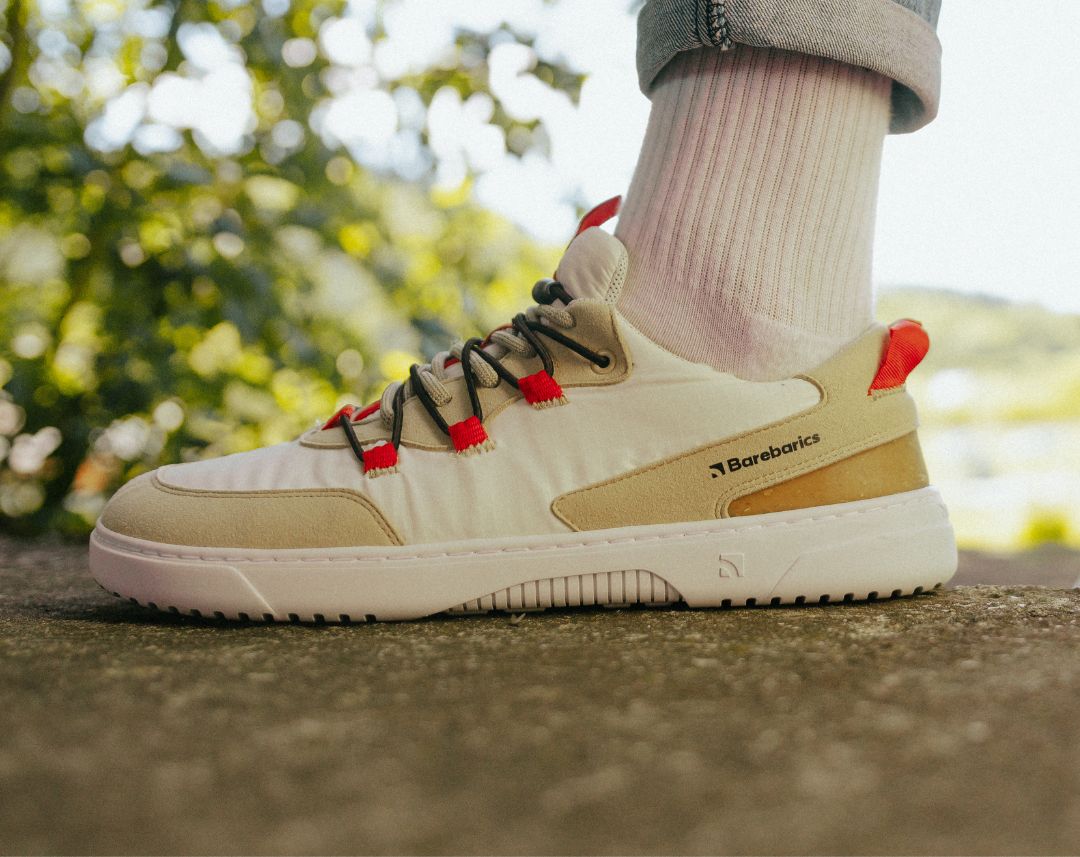 Barefoot Sneakers Barebarics - Revive - Beige & White-Barebarics-Cacles Barefoot