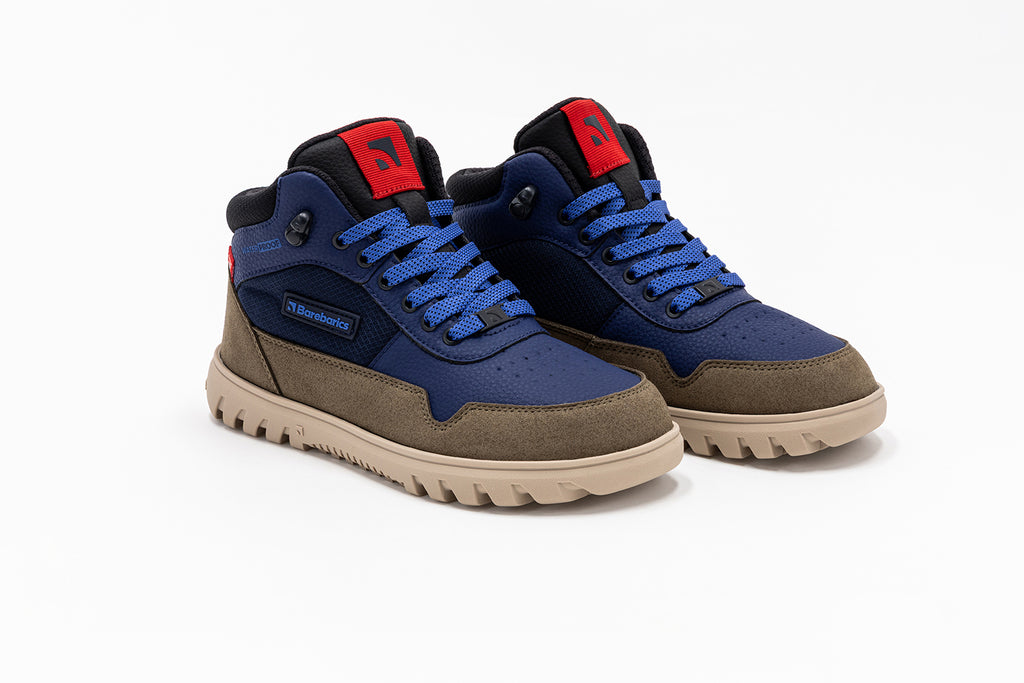 Barebarics - UrbanEdge Dark Blue & Olive Brown - Waterproof barefoot boots
