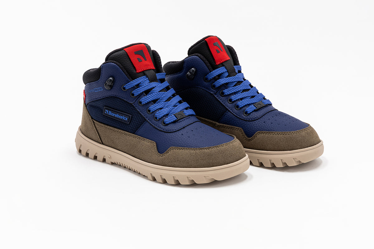 Barebarics - UrbanEdge Dark Blue & Olive Brown - Waterproof barefoot boots