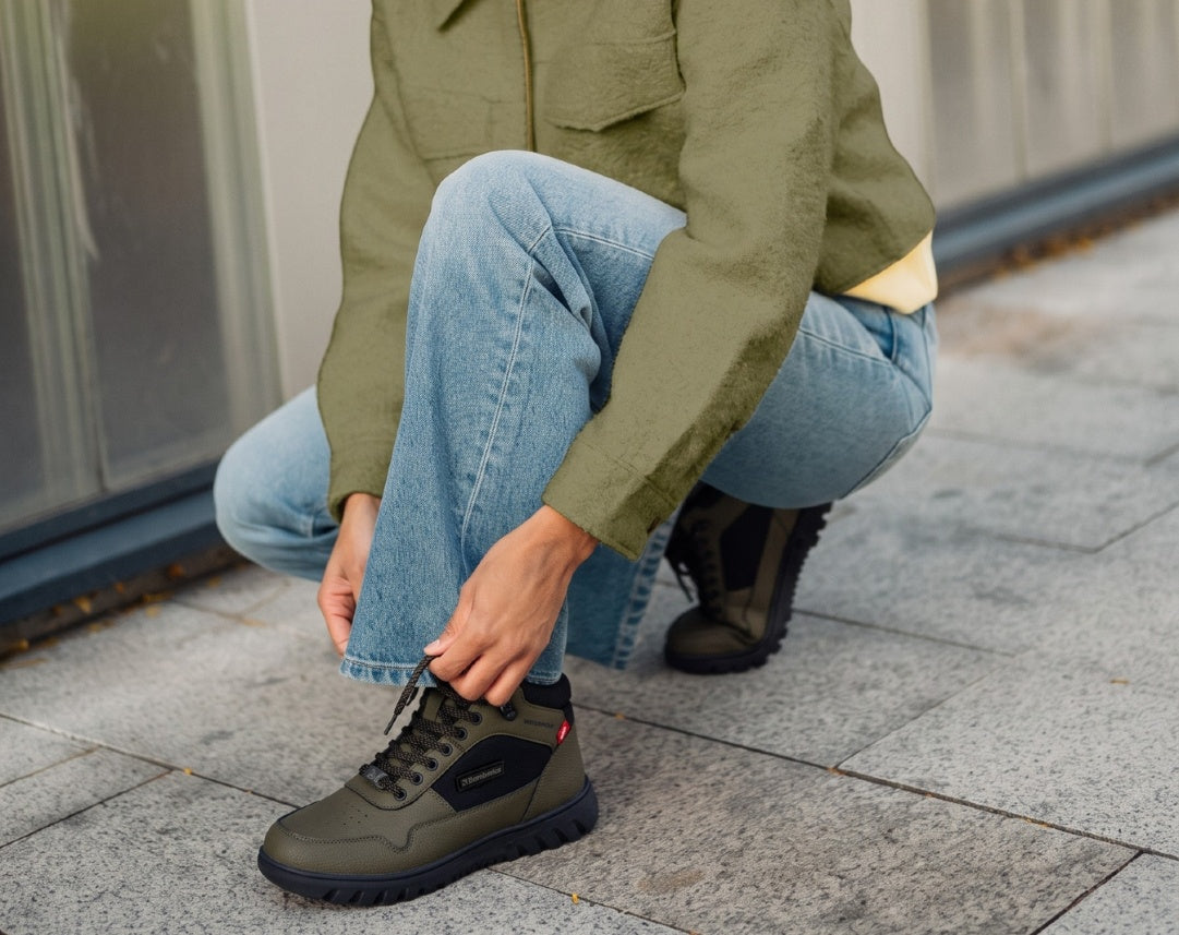 Barebarics - UrbanEdge Dark Olive - Waterproof barefoot boots
