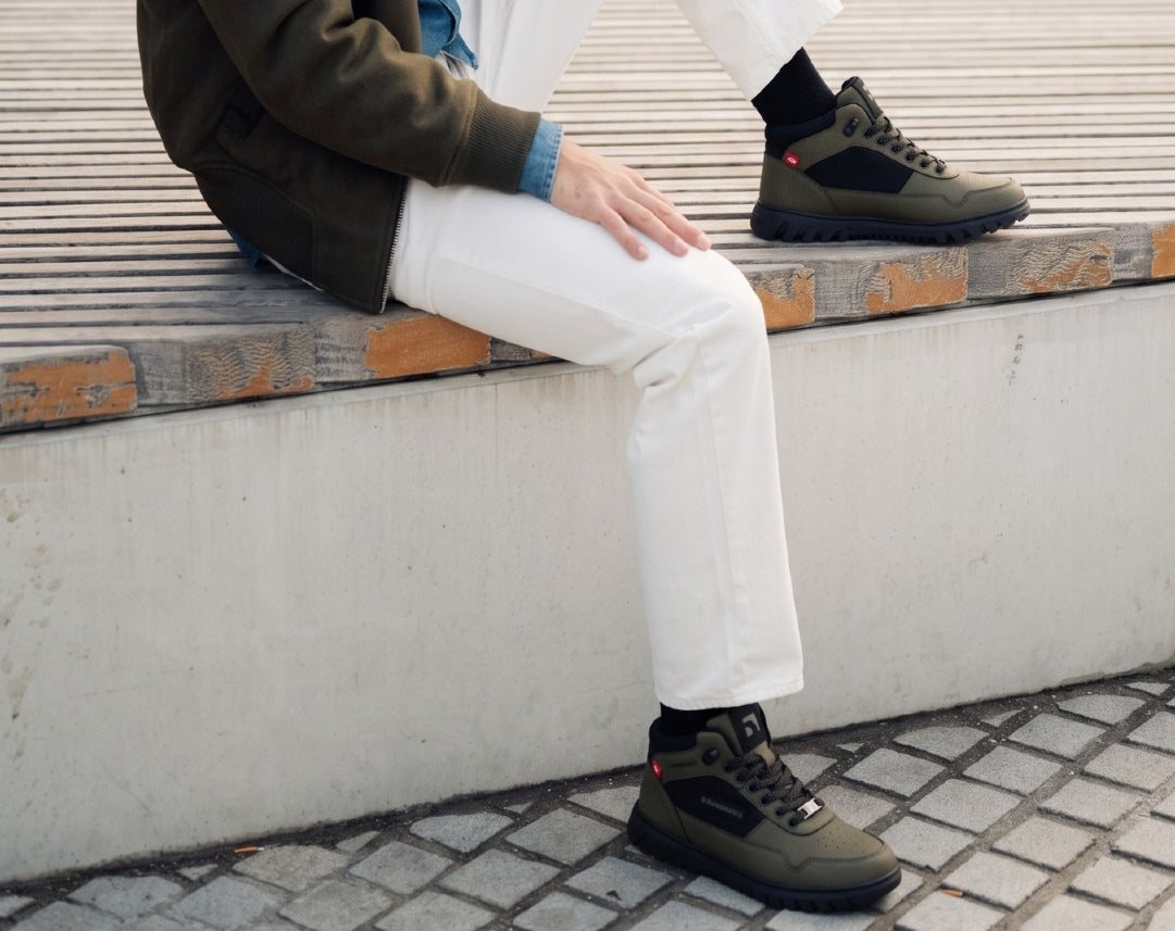 Barebarics - UrbanEdge Dark Olive - Waterproof barefoot boots