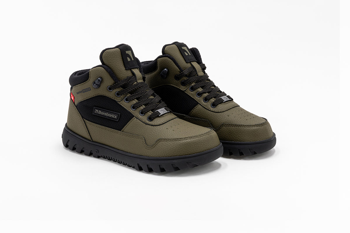 Barebarics - UrbanEdge Dark Olive - Waterproof barefoot boots