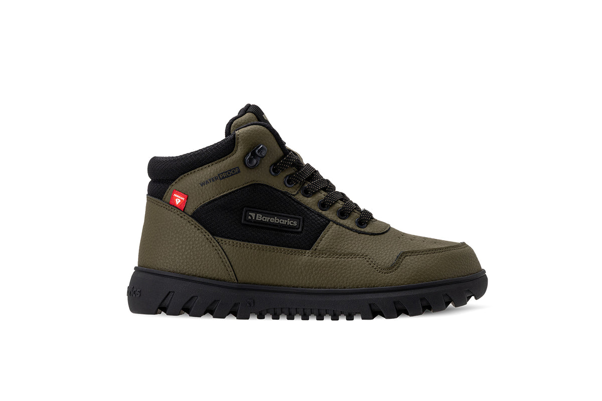 Barebarics - UrbanEdge Dark Olive - Waterproof barefoot boots