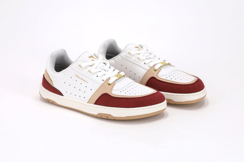 Barebarics - Wave 2.0 Branco e Borgonha - Sapatilhas barefoot unissexo