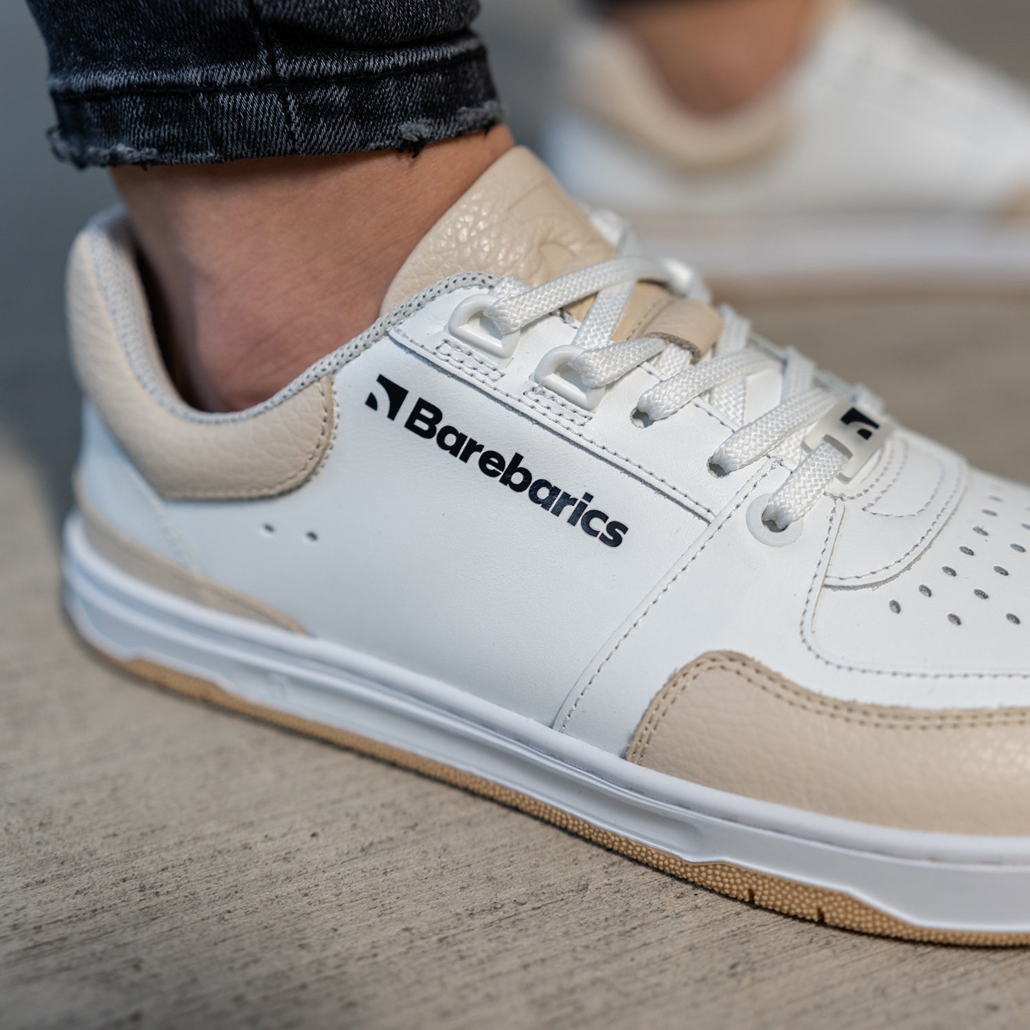Barebarics - Wave White & Beige - Deportivas barefoot-Barebarics-Cacles Barefoot-Tienda de calzado barefoot respetuoso minimalista