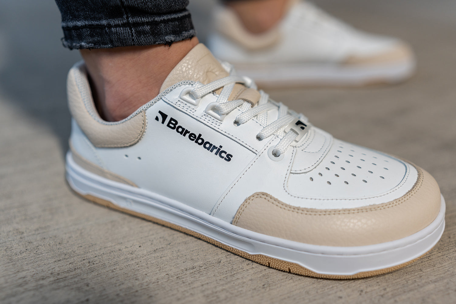 Barebarics - Wave White & Beige - Deportivas barefoot-Barebarics-Cacles Barefoot-Tienda de calzado barefoot respetuoso minimalista