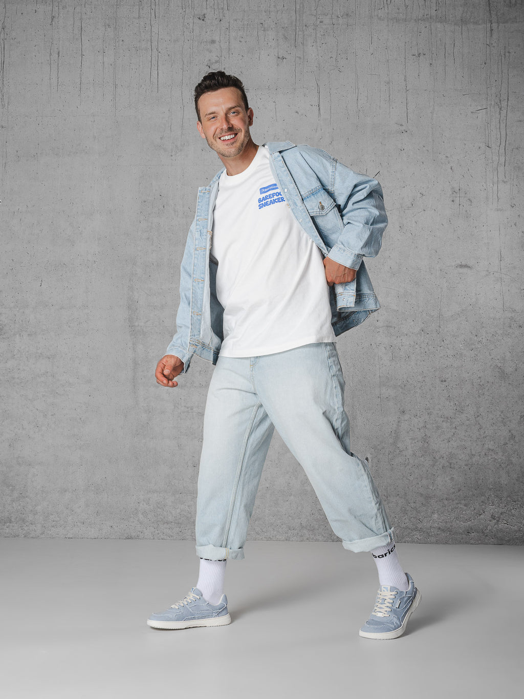 Barebarics - Zing Denim Light Blue - Zapatillas barefoot unisex azules de tela vaquera