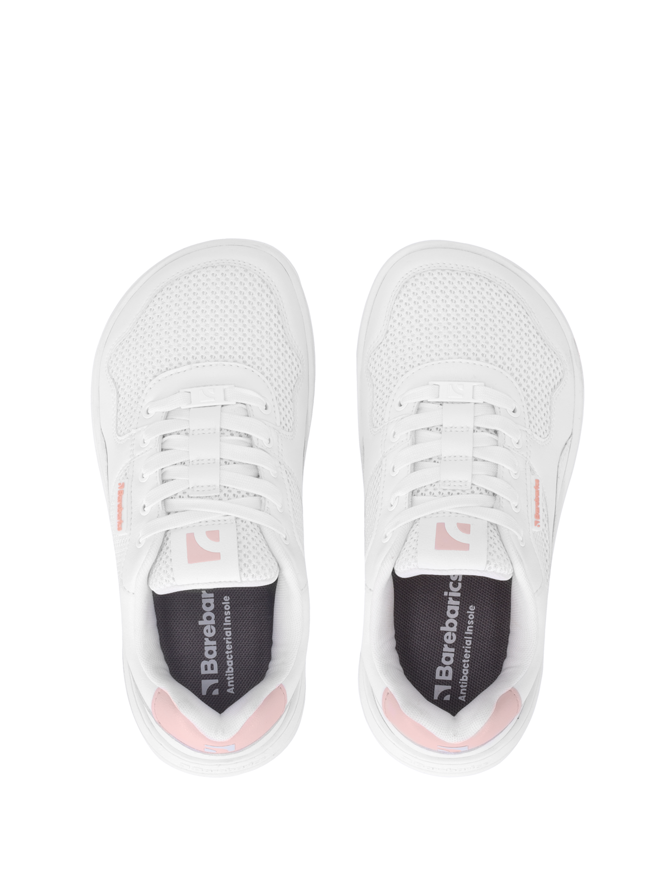 Barebarics - Zing Fresh White & Coral Pink - Deportivas barefoot-Barebarics-Cacles Barefoot-Tienda de calzado barefoot respetuoso minimalista