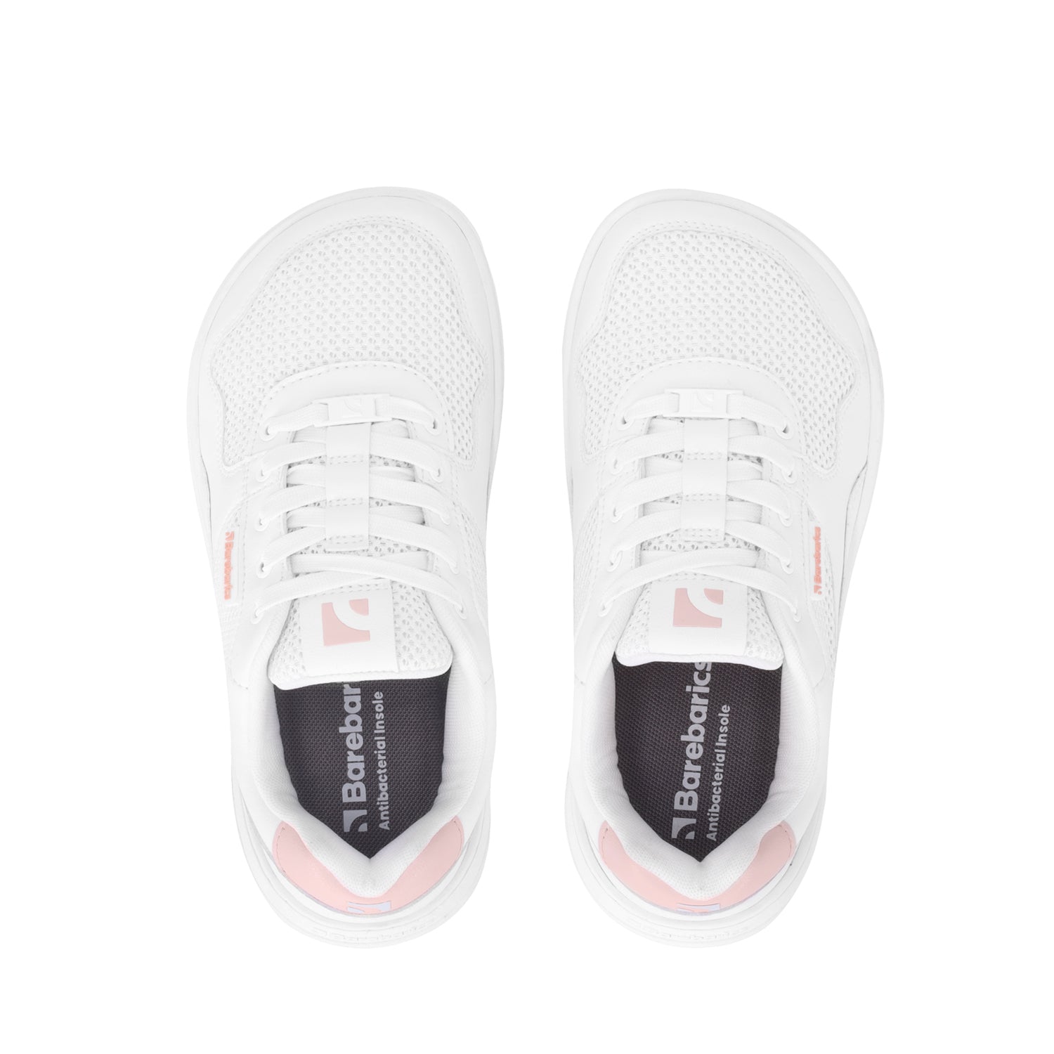 Barebarics - Zing Fresh White & Coral Pink - Deportivas barefoot-Barebarics-Cacles Barefoot-Tienda de calzado barefoot respetuoso minimalista