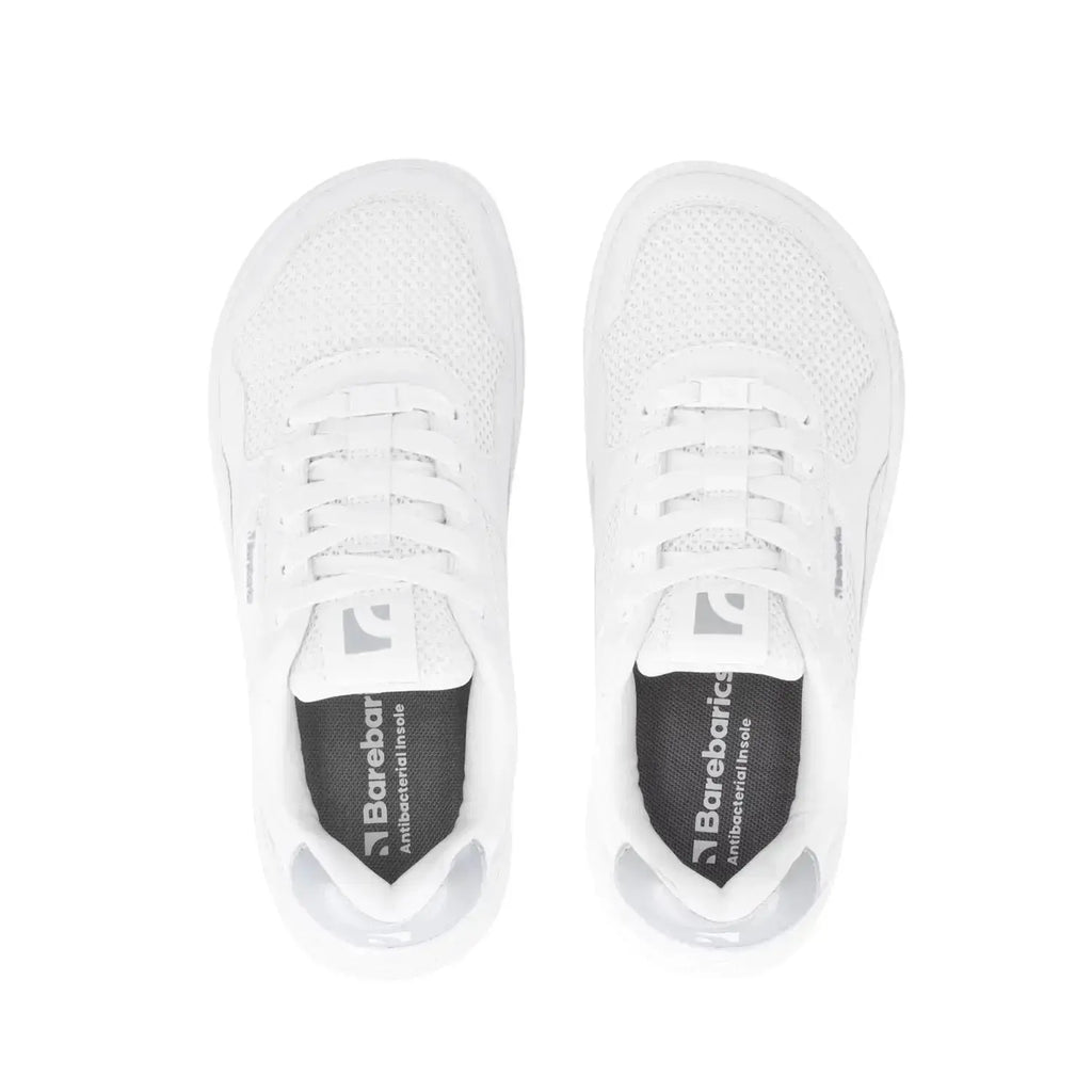 Barebarics - Zing Fresh White & Silver - Zapatillas barefoot frescas unisex blanco y plata