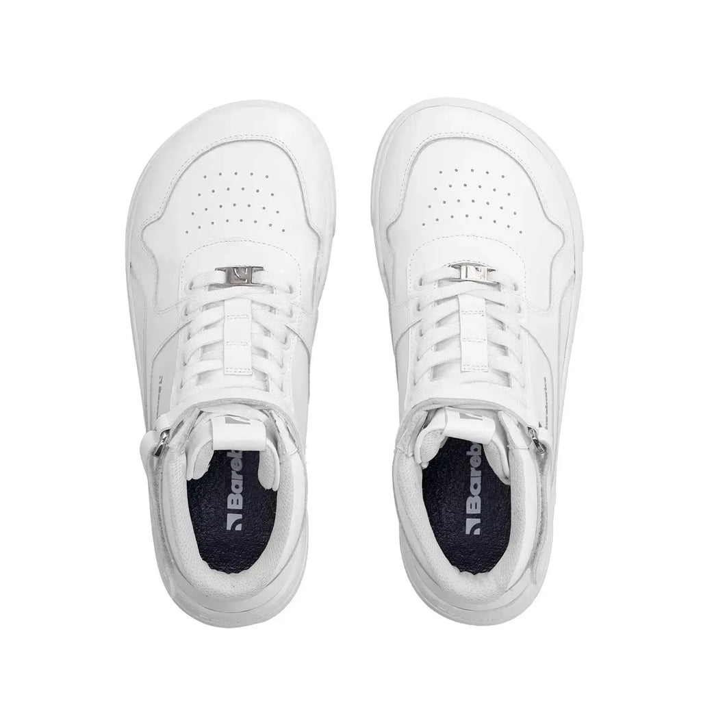 Barebarics - Zing High Top All White Leather - Zapatillas barefoot de caña alta unisex blancas