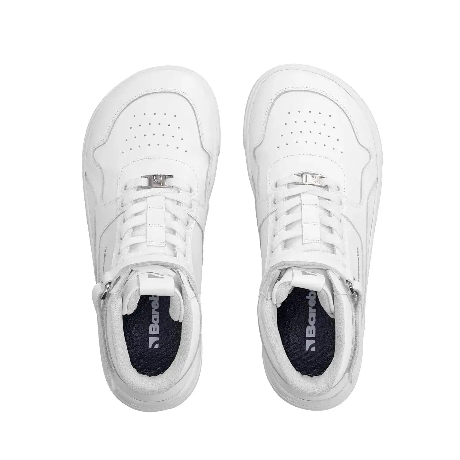 Barebarics - Zing High Top All White Leather - Zapatillas barefoot de caña alta unisex blancas