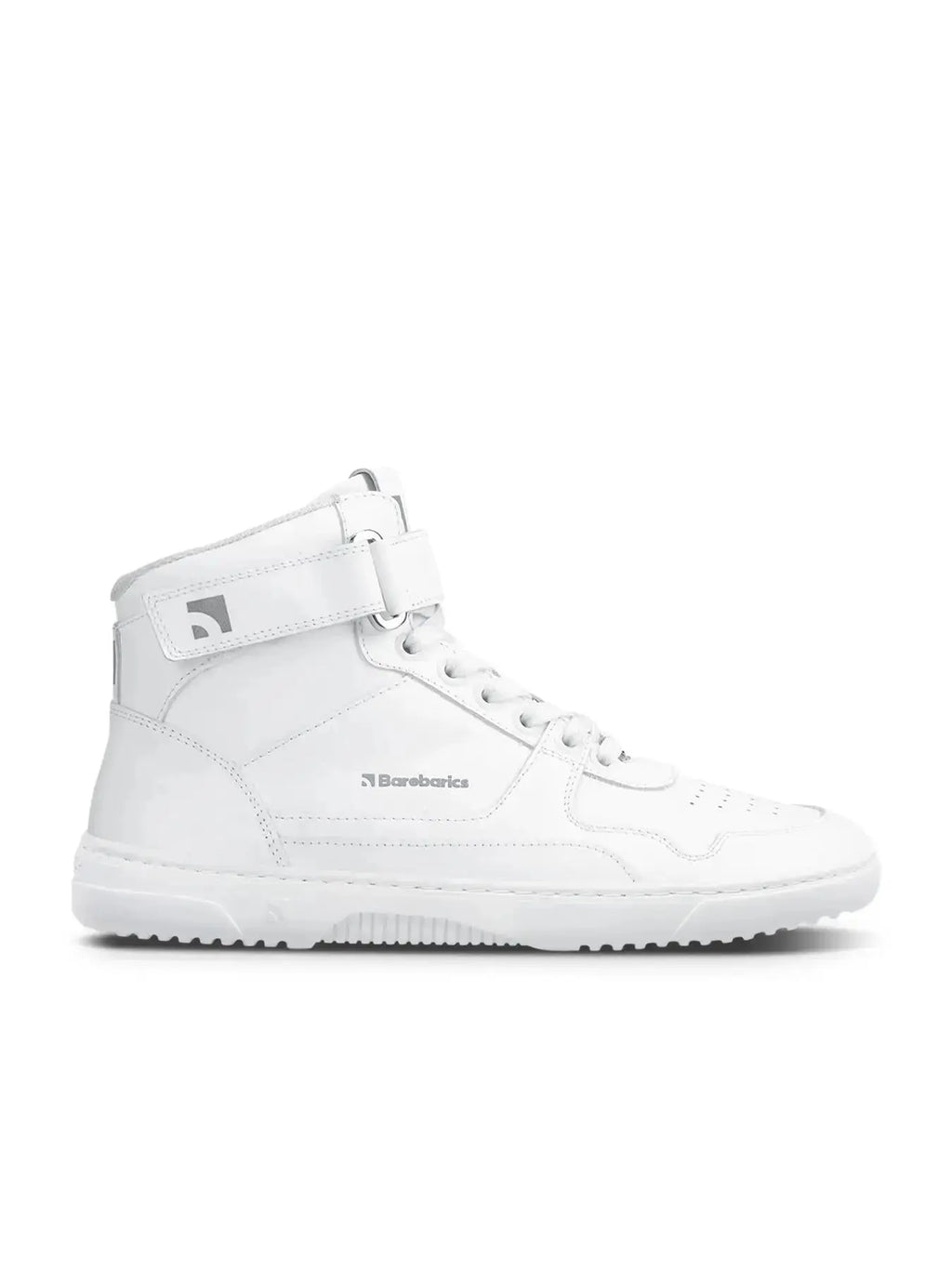 Barebarics - Zing High Top All White Leather - Zapatillas barefoot de caña alta unisex blancas