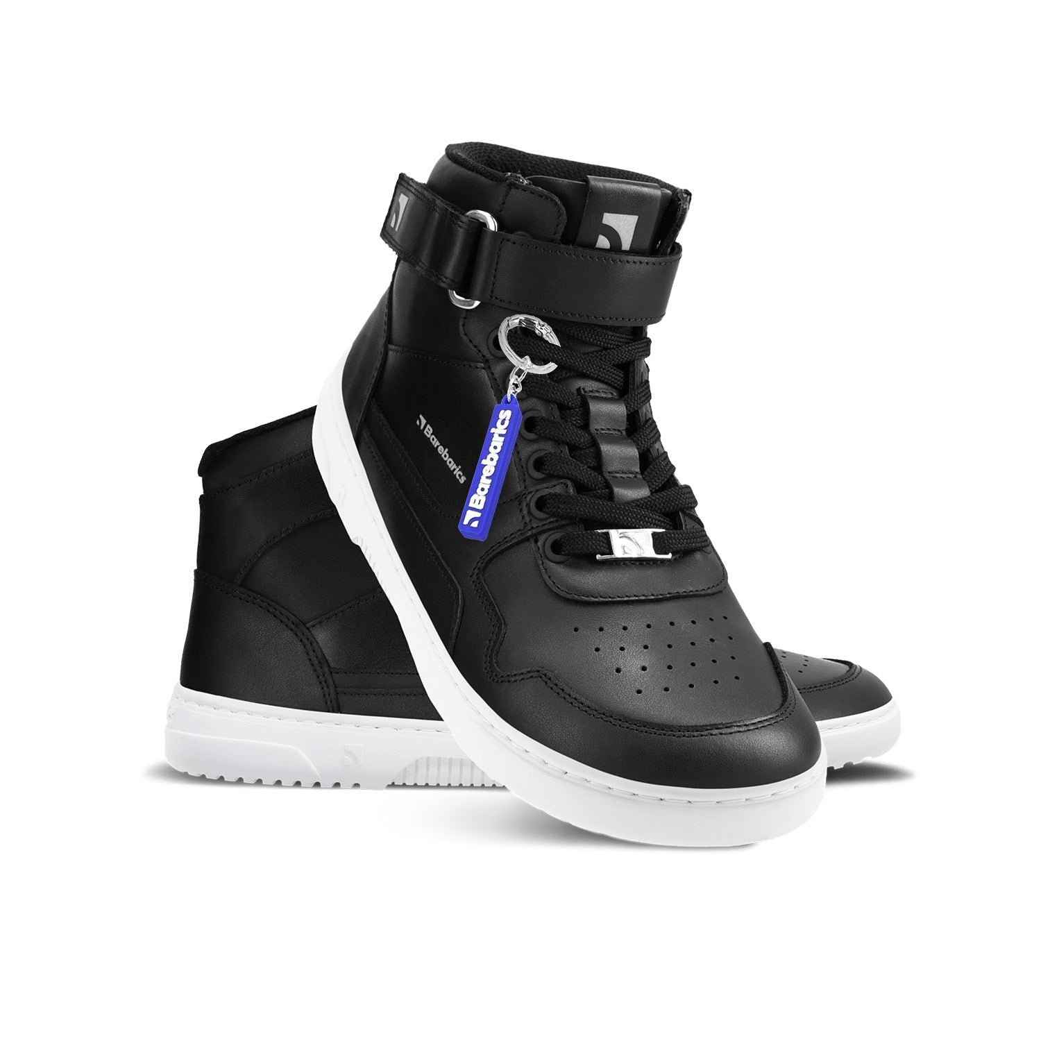 Barebarics - Zing High Top Black & White Leather - Botines deportivos barefoot-Barebarics-Cacles Barefoot-Tienda de calzado barefoot respetuoso minimalista