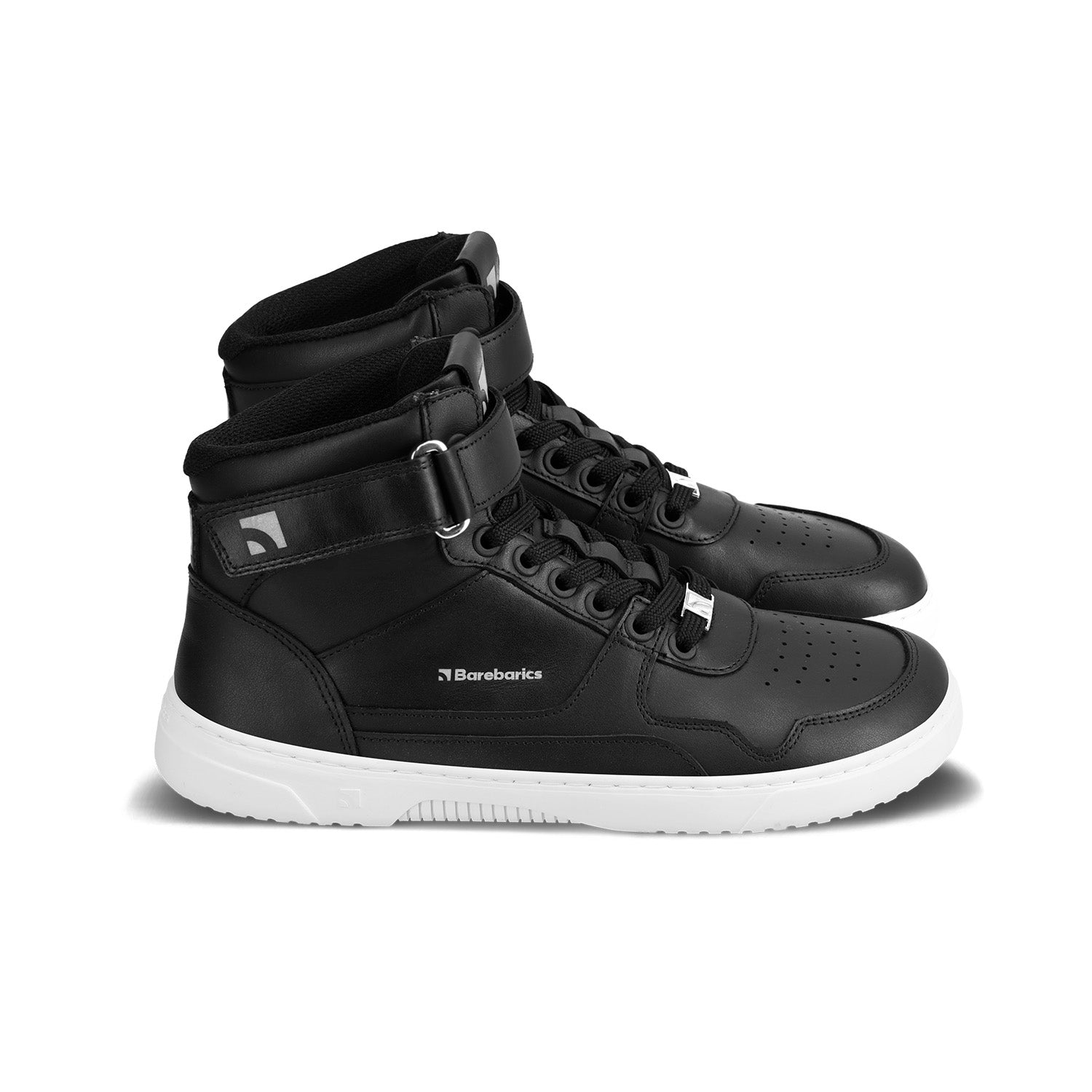 Barebarics - Zing High Top Black & White Leather - Botines deportivos barefoot-Barebarics-Cacles Barefoot-Tienda de calzado barefoot respetuoso minimalista