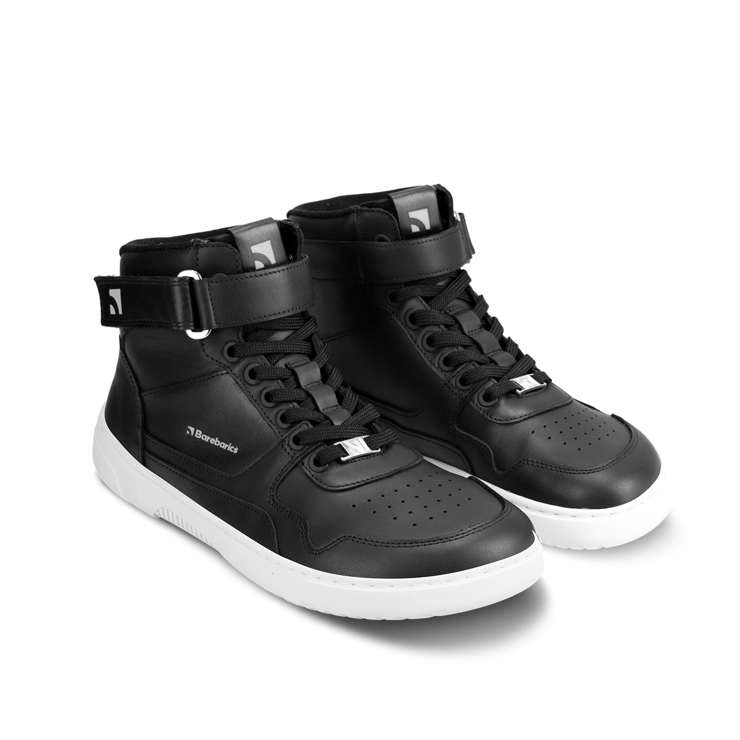 Barebarics - Zing High Top Black & White Leather - Botines deportivos barefoot-Barebarics-Cacles Barefoot-Tienda de calzado barefoot respetuoso minimalista
