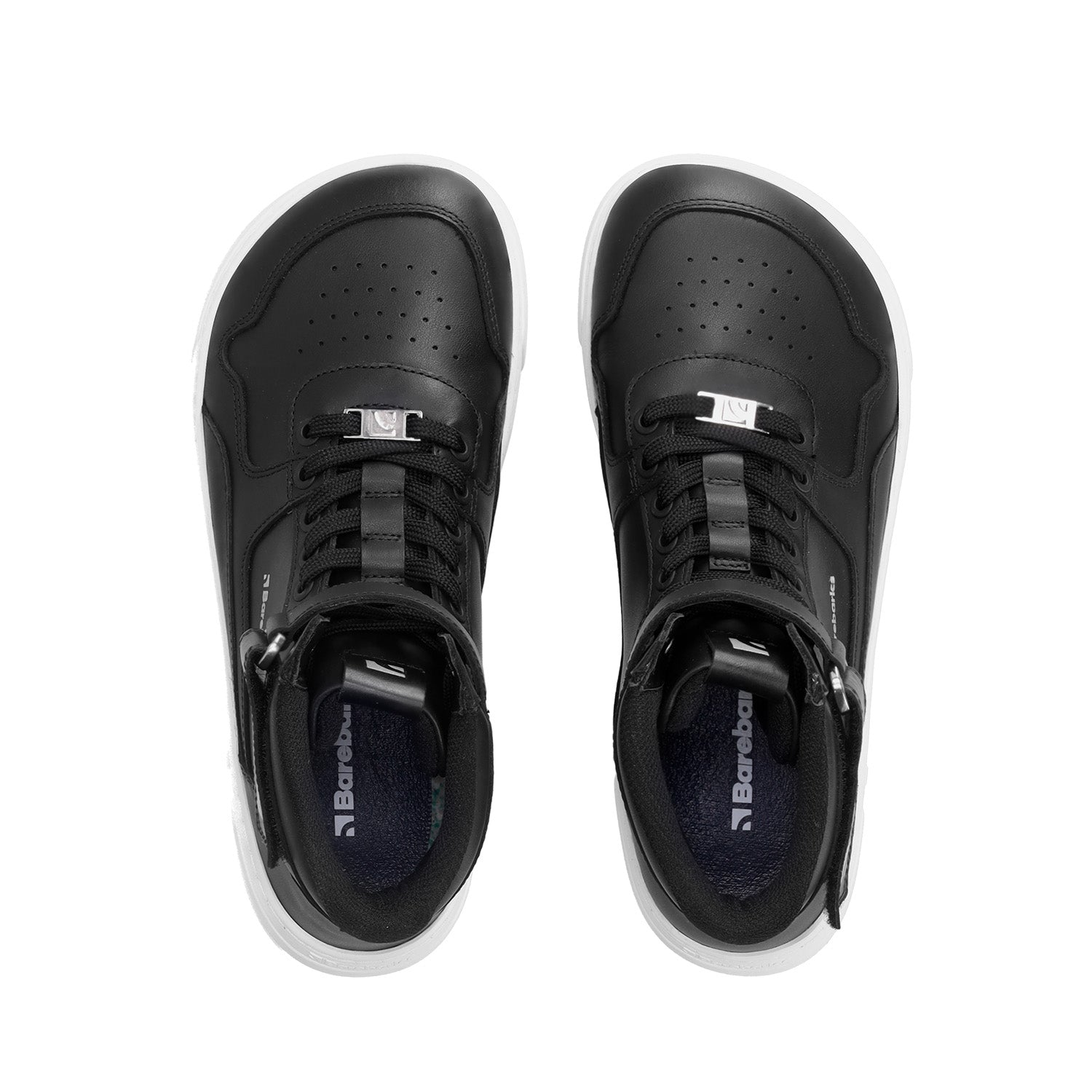 Barebarics - Zing High Top Black & White Leather - Botines deportivos barefoot-Barebarics-Cacles Barefoot-Tienda de calzado barefoot respetuoso minimalista