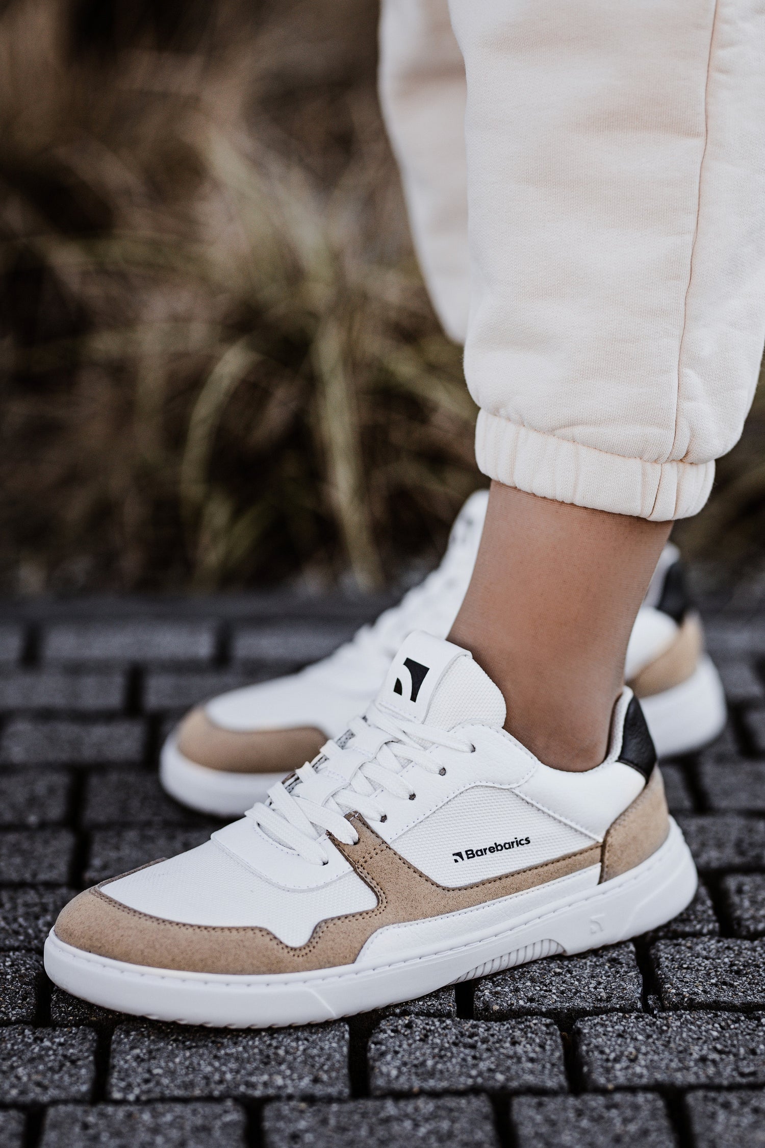 Barefoot Sneakers Barebarics - Zing - White & Beige-Barebarics-Cacles Barefoot