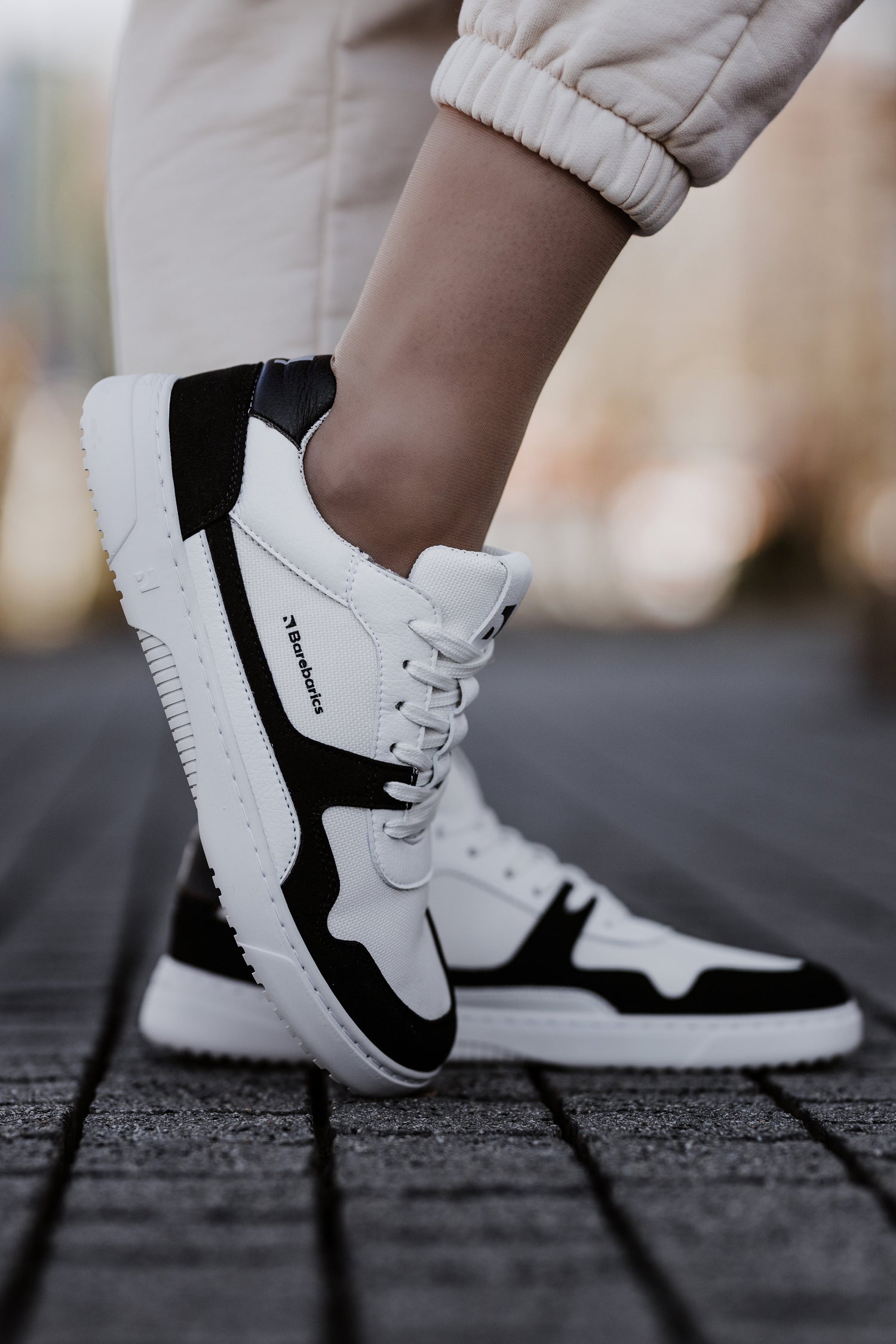 Barefoot Sneakers Barebarics - Zing - White & Black-Barebarics-Cacles Barefoot