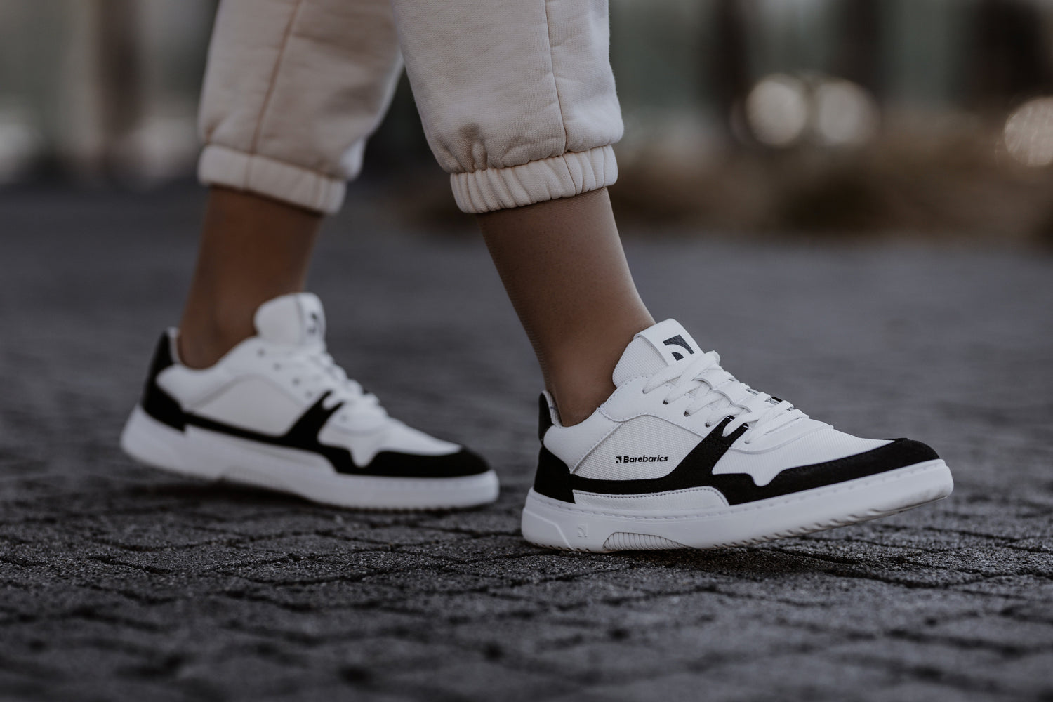 Barefoot Sneakers Barebarics - Zing - White & Black-Barebarics-Cacles Barefoot