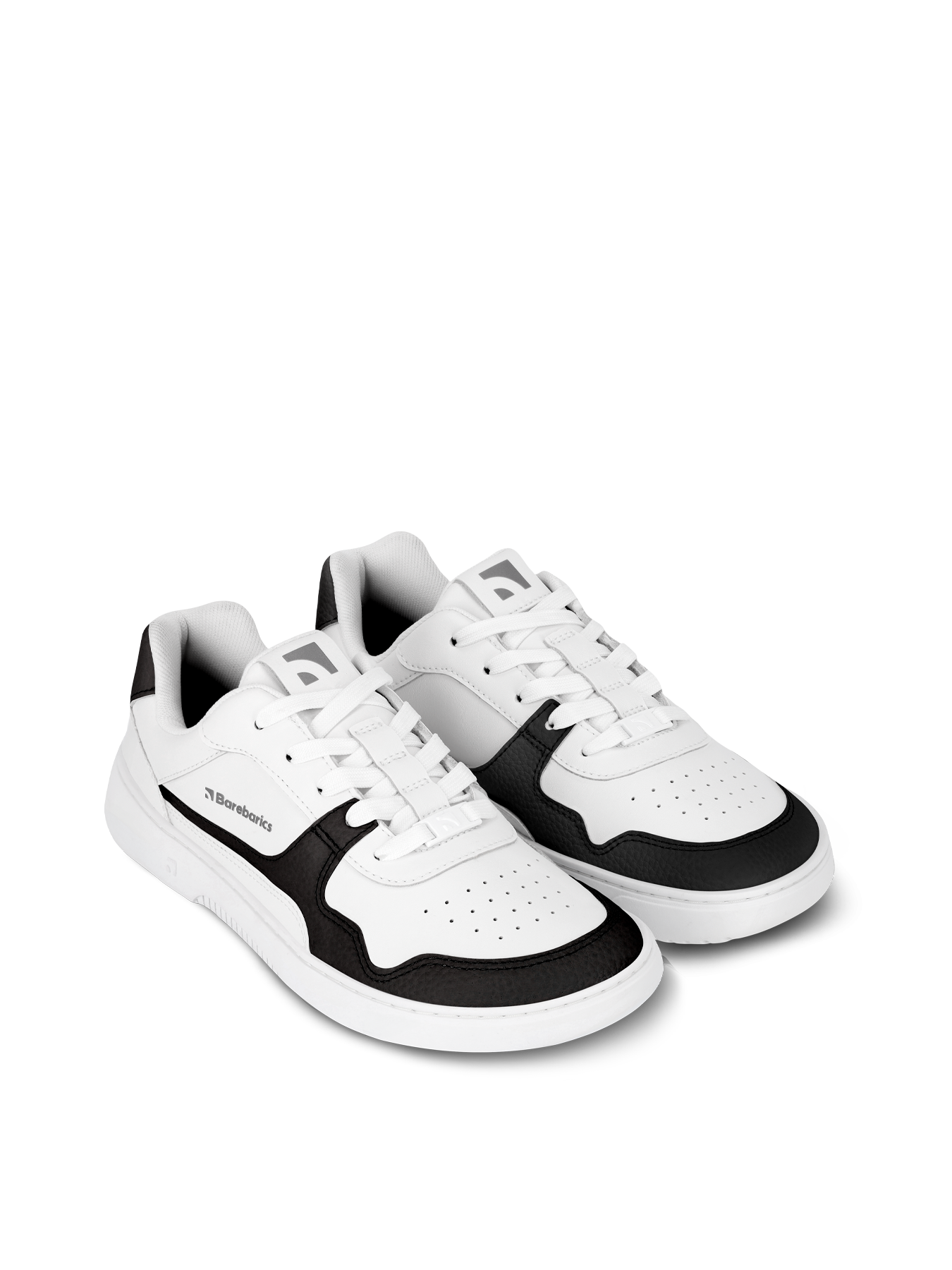 Barebarics - Zing White & Black Leather - Deportivas barefoot-Barebarics-Cacles Barefoot-Tienda de calzado barefoot respetuoso minimalista