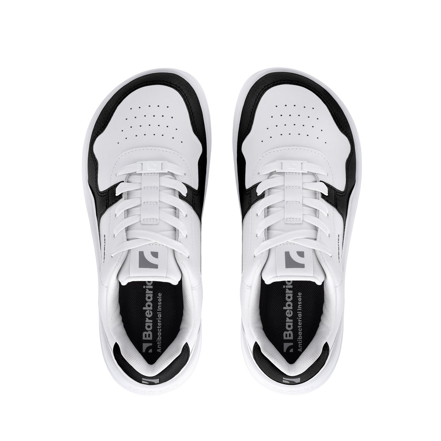 Barebarics - Zing White & Black Leather - Deportivas barefoot-Barebarics-Cacles Barefoot-Tienda de calzado barefoot respetuoso minimalista