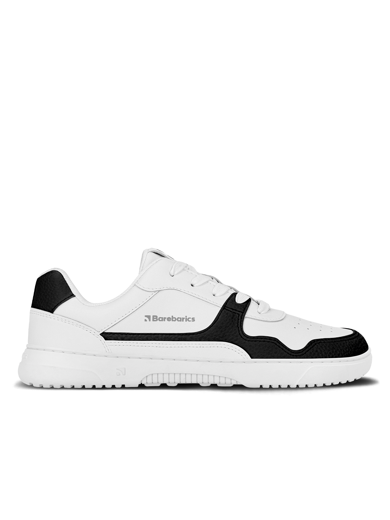 Barebarics - Zing White & Black Leather - Deportivas barefoot-Barebarics-Cacles Barefoot-Tienda de calzado barefoot respetuoso minimalista