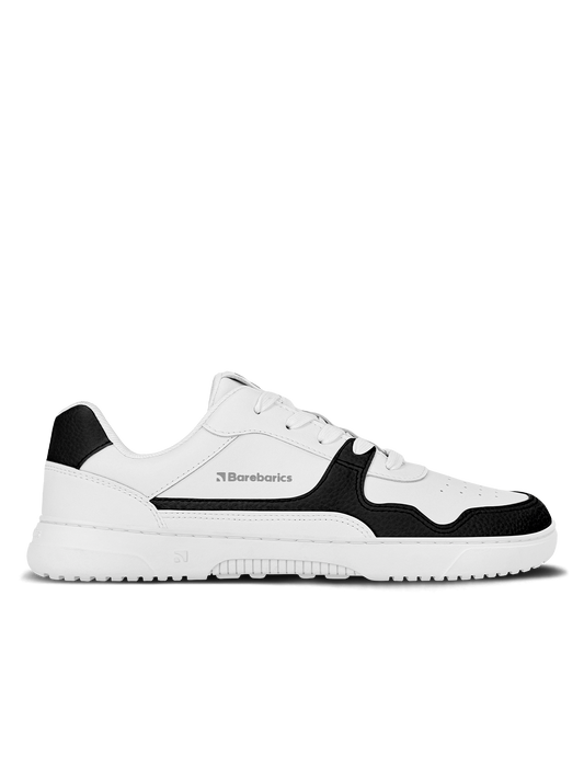 Barebarics - Zing White & Black Leather - Deportivas barefoot-Barebarics-Cacles Barefoot-Tienda de calzado barefoot respetuoso minimalista