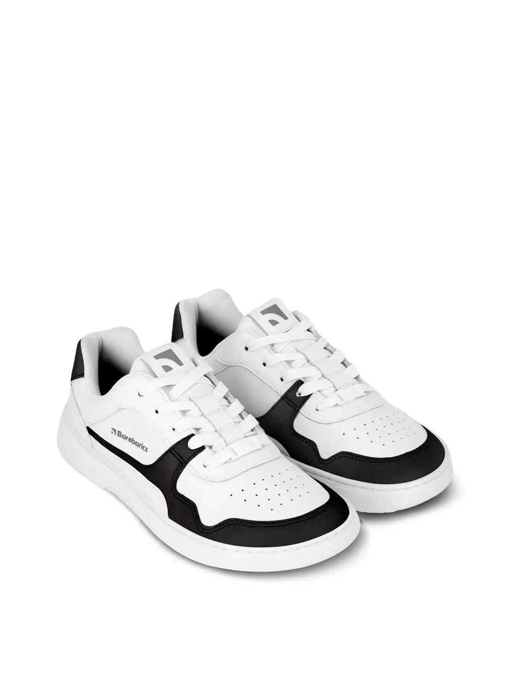 Barebarics - Zing White & Black Leather - Zapatillas barefoot unisex blanco y negro