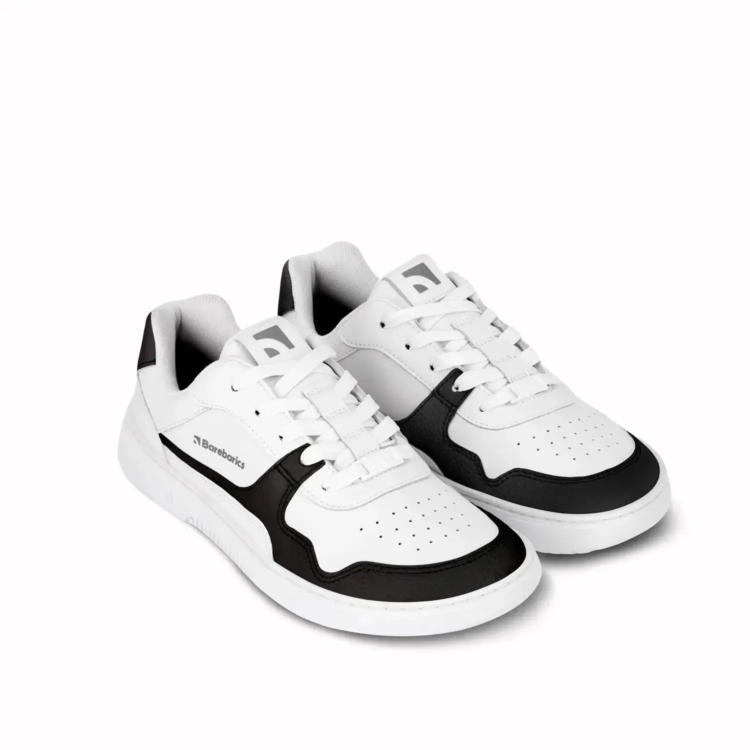Barebarics - Zing White & Black Leather - Zapatillas barefoot unisex blanco y negro