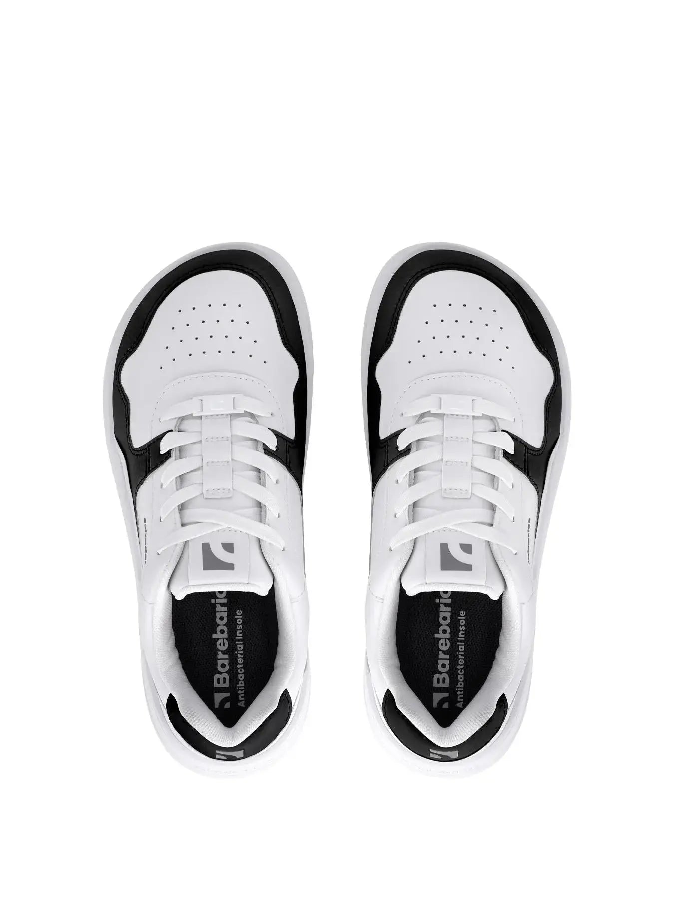 Barebarics - Zing White & Black Leather - Zapatillas barefoot unisex blanco y negro