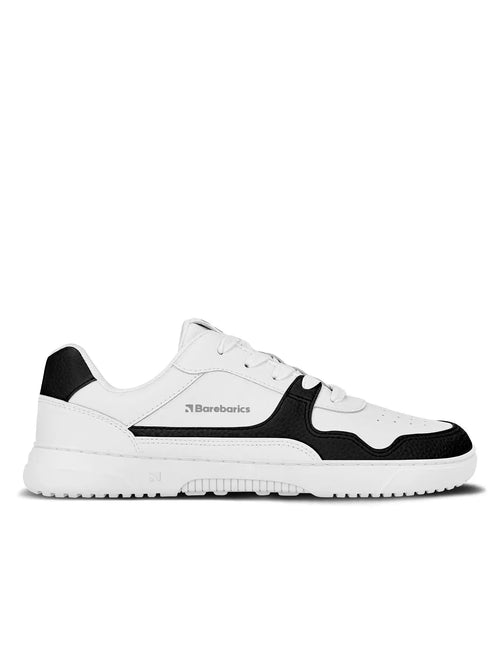Barebarics - Zing White & Black Leather - Zapatillas barefoot unisex blanco y negro