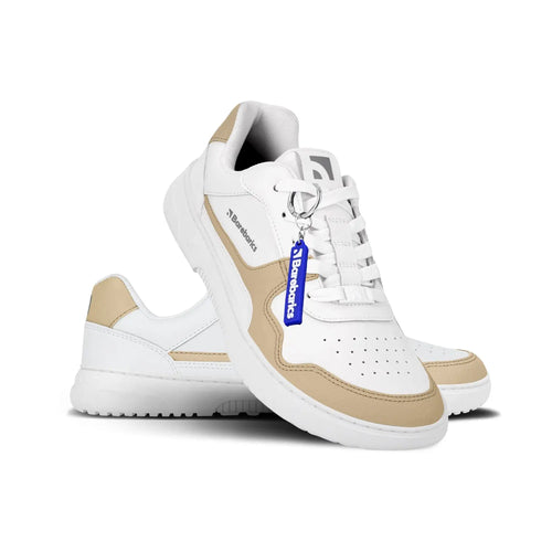 Barebarics - Zing White & Cream Leather - Zapatillas barefoot unisex blanco y beige