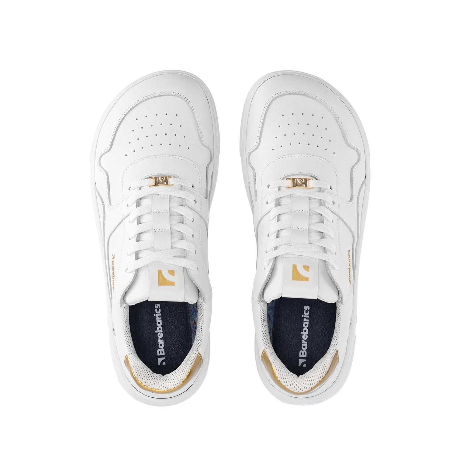 Barebarics - Zing White & Gold Leather- Deportivas barefoot-Barebarics-Cacles Barefoot-Tienda de calzado barefoot respetuoso minimalista