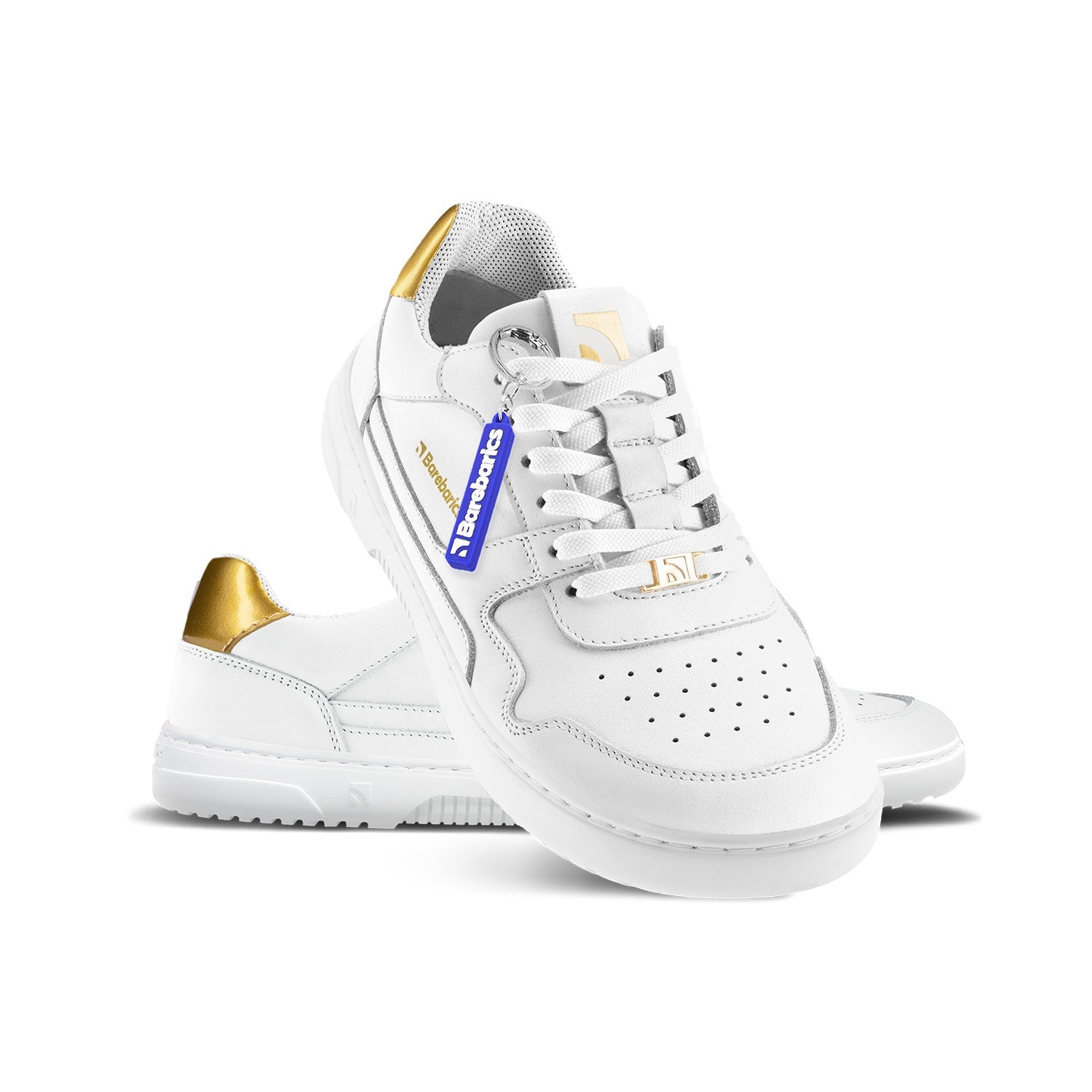 Barebarics - Zing White & Gold Leather- Deportivas barefoot-Barebarics-Cacles Barefoot-Tienda de calzado barefoot respetuoso minimalista