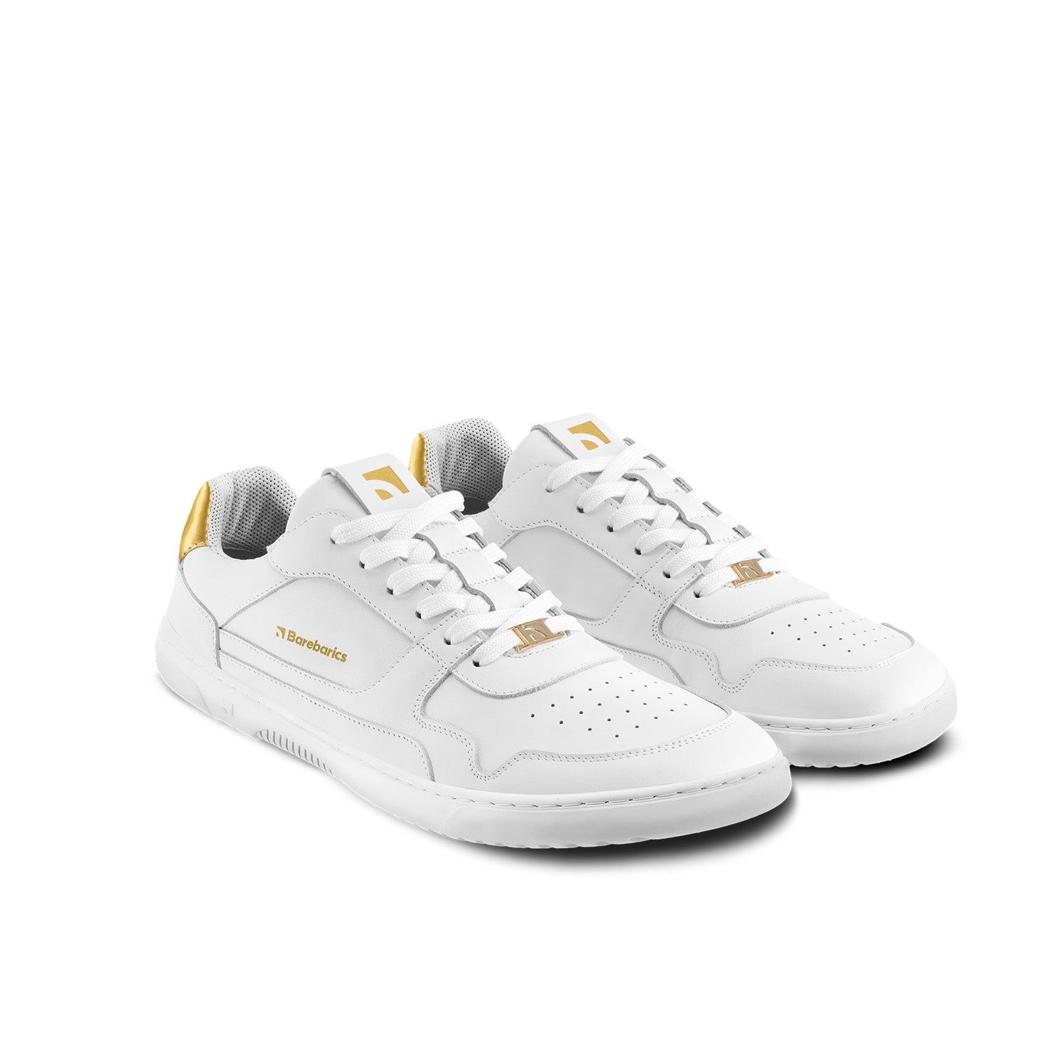 Barebarics - Zing White & Gold Leather- Deportivas barefoot-Barebarics-Cacles Barefoot-Tienda de calzado barefoot respetuoso minimalista