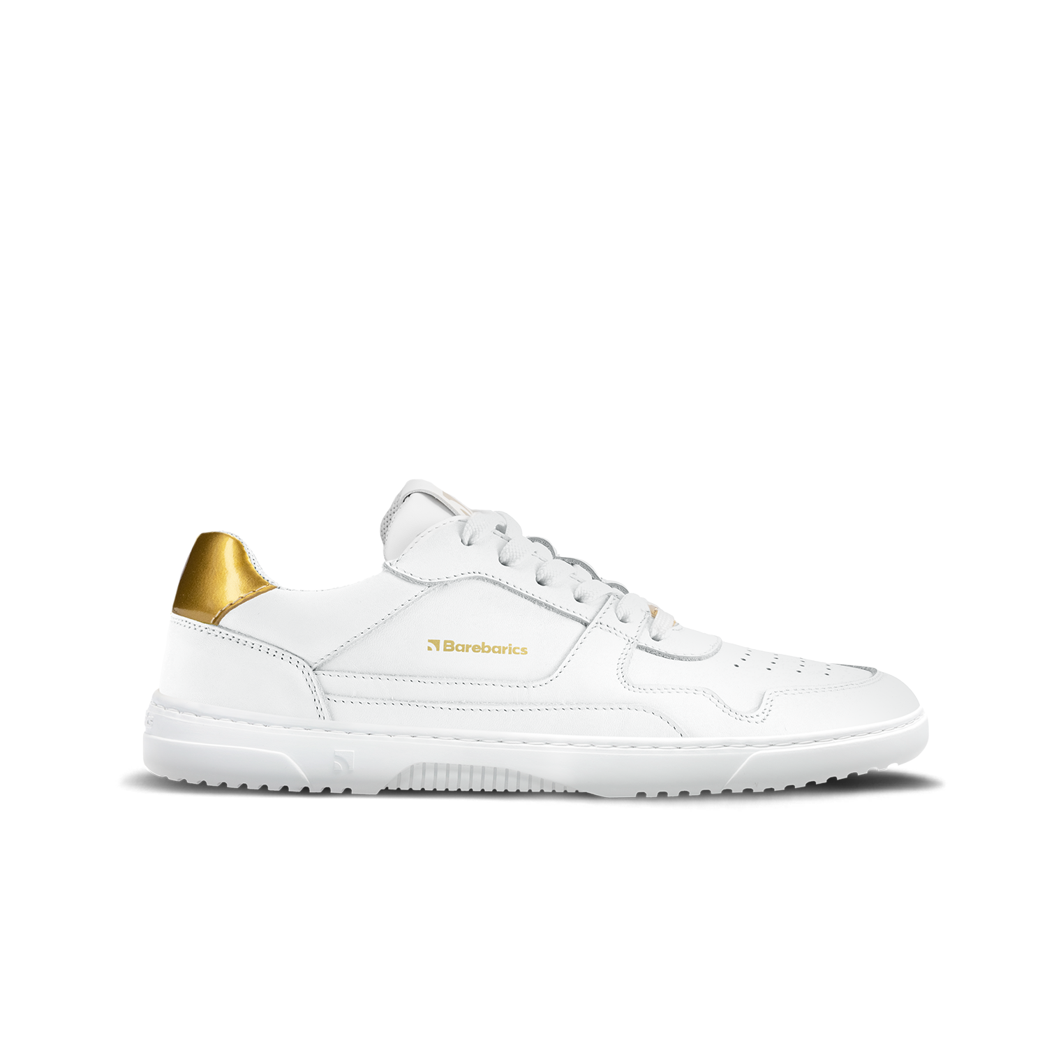 Barebarics - Zing White & Gold Leather- Deportivas barefoot-Barebarics-Cacles Barefoot-Tienda de calzado barefoot respetuoso minimalista