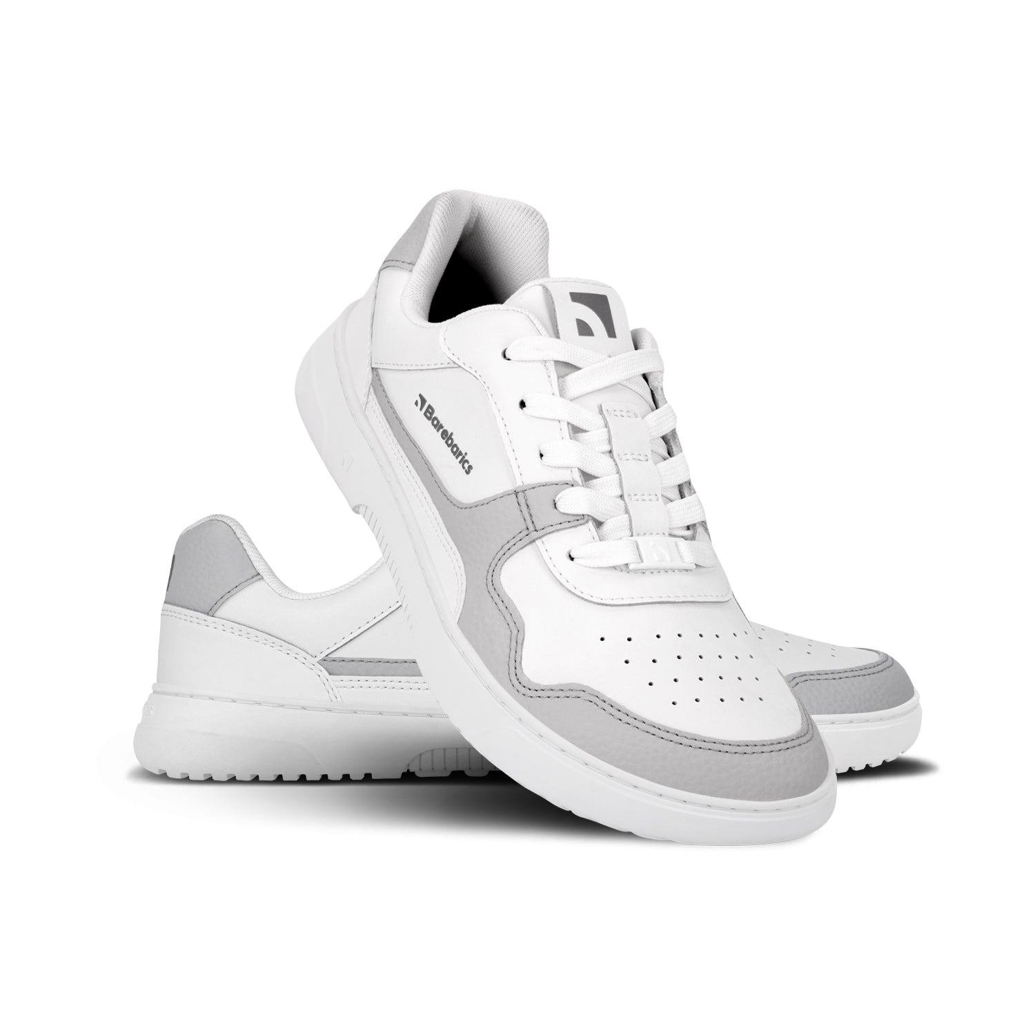 Barebarics - Zing White & Light Grey Leather - Deportivas barefoot-Barebarics-Cacles Barefoot-Tienda de calzado barefoot respetuoso minimalista