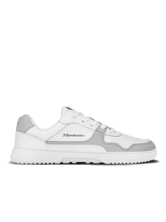 Barebarics - Zing White & Light Grey Leather - Deportivas barefoot-Barebarics-Cacles Barefoot-Tienda de calzado barefoot respetuoso minimalista