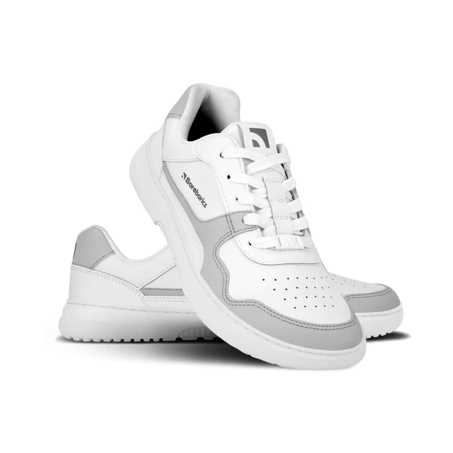 Barebarics - Cuir Zing Blanc & Gris Clair - Chaussures barefoot