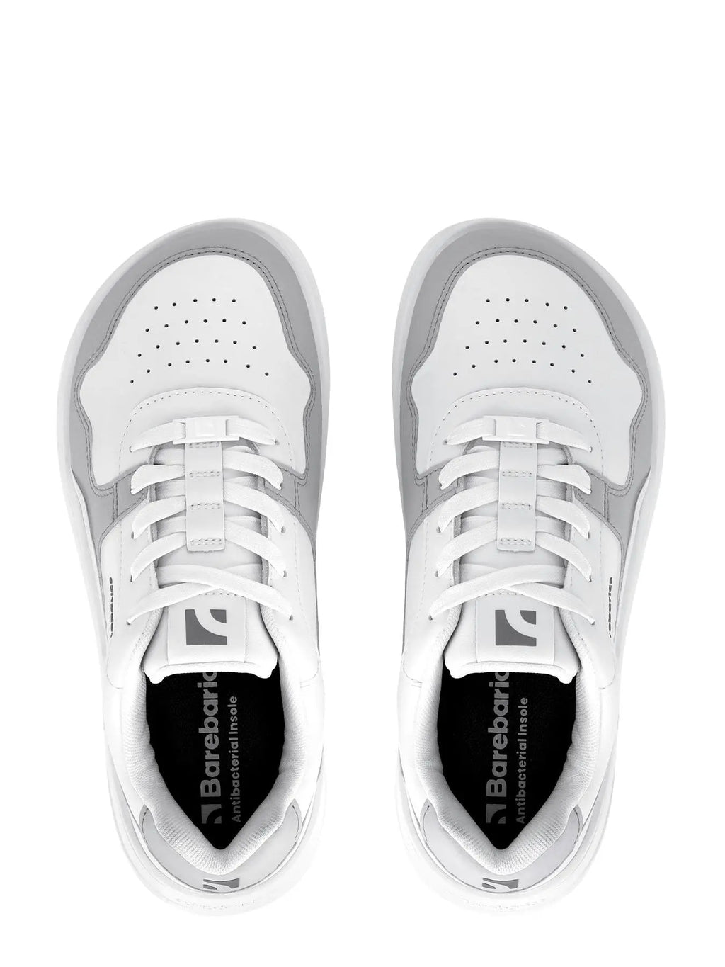 Barebarics - Cuir Zing Blanc & Gris Clair - Chaussures barefoot